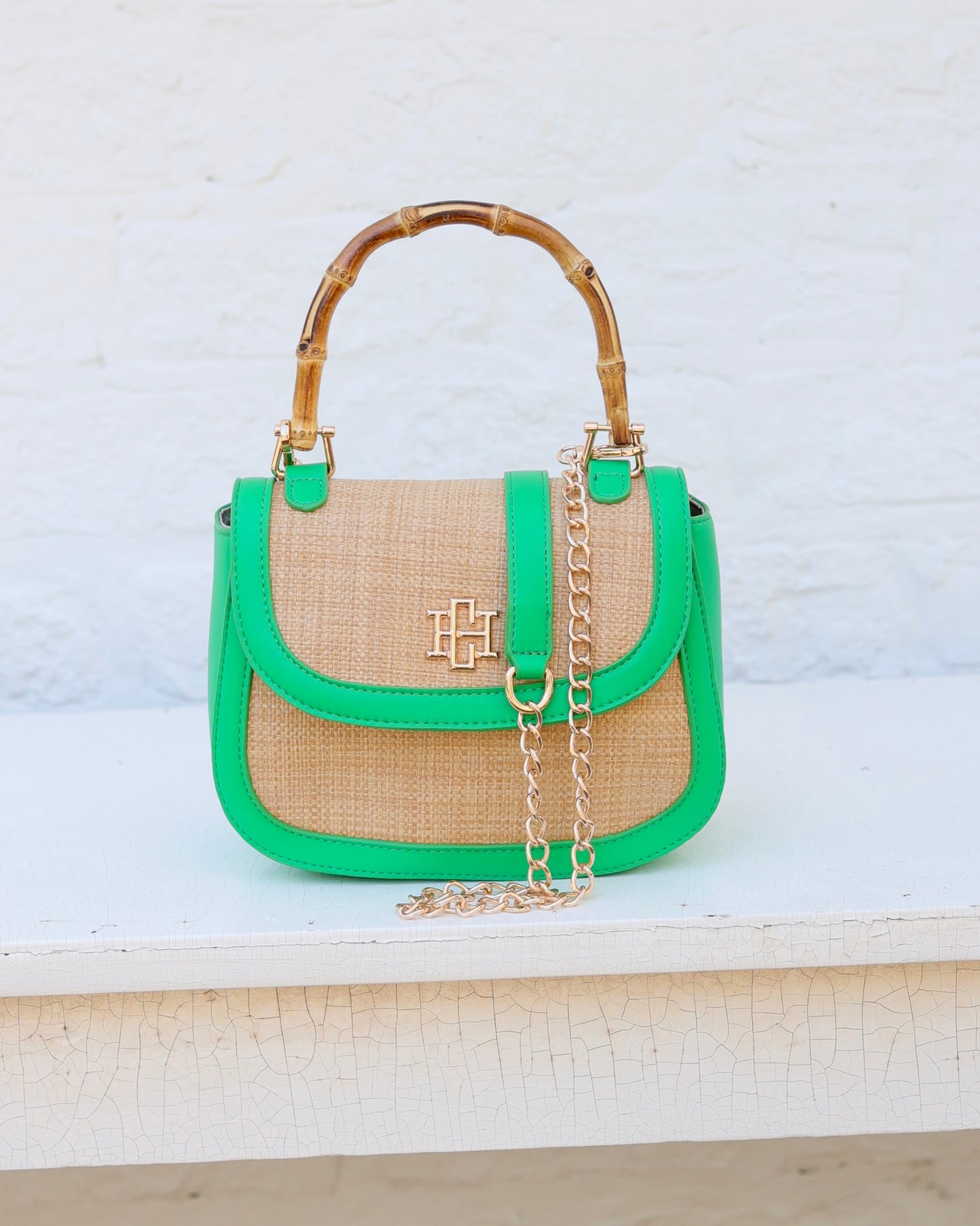 Jessica Handbag Natural Kelly Green