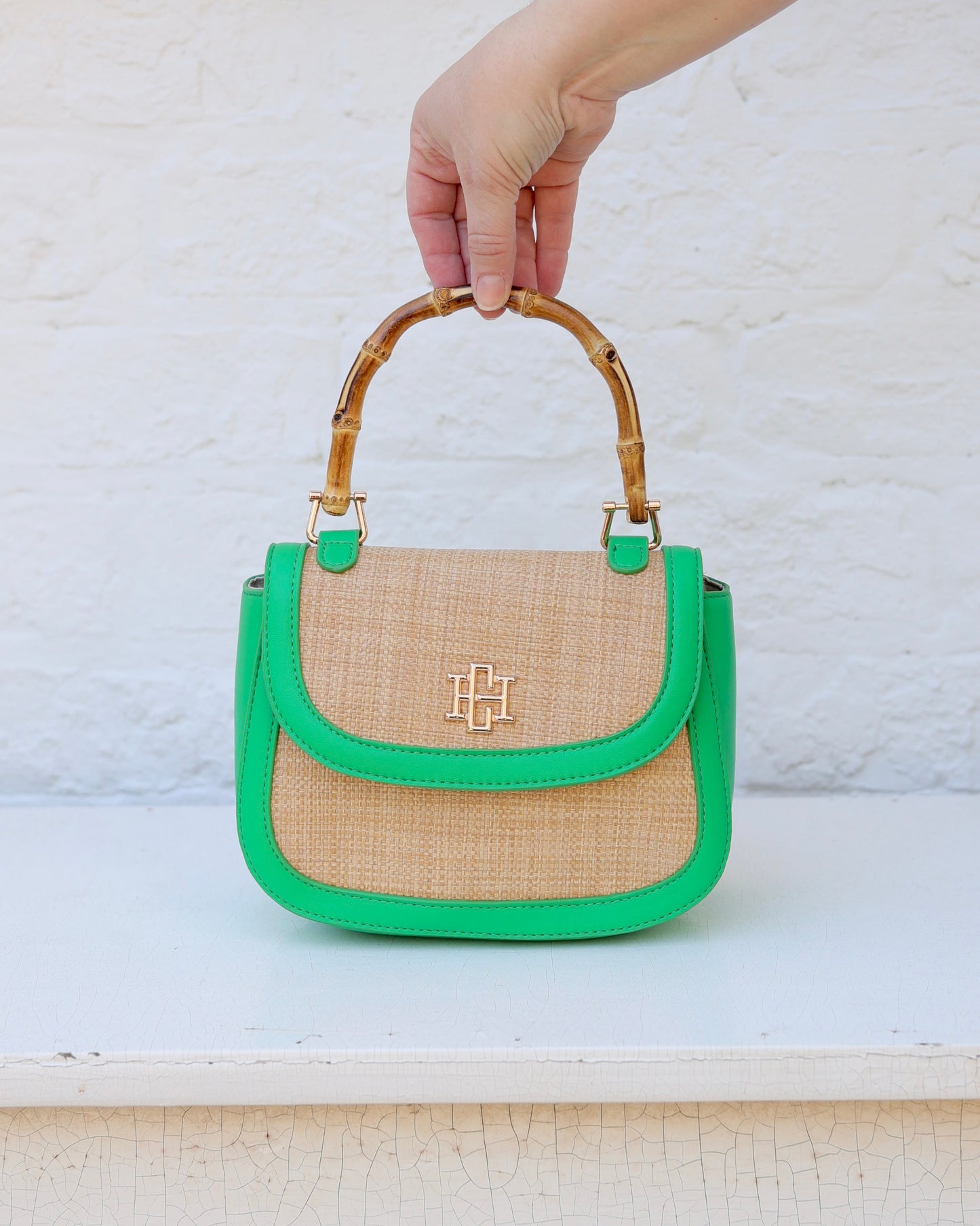 Jessica Handbag Natural Kelly Green