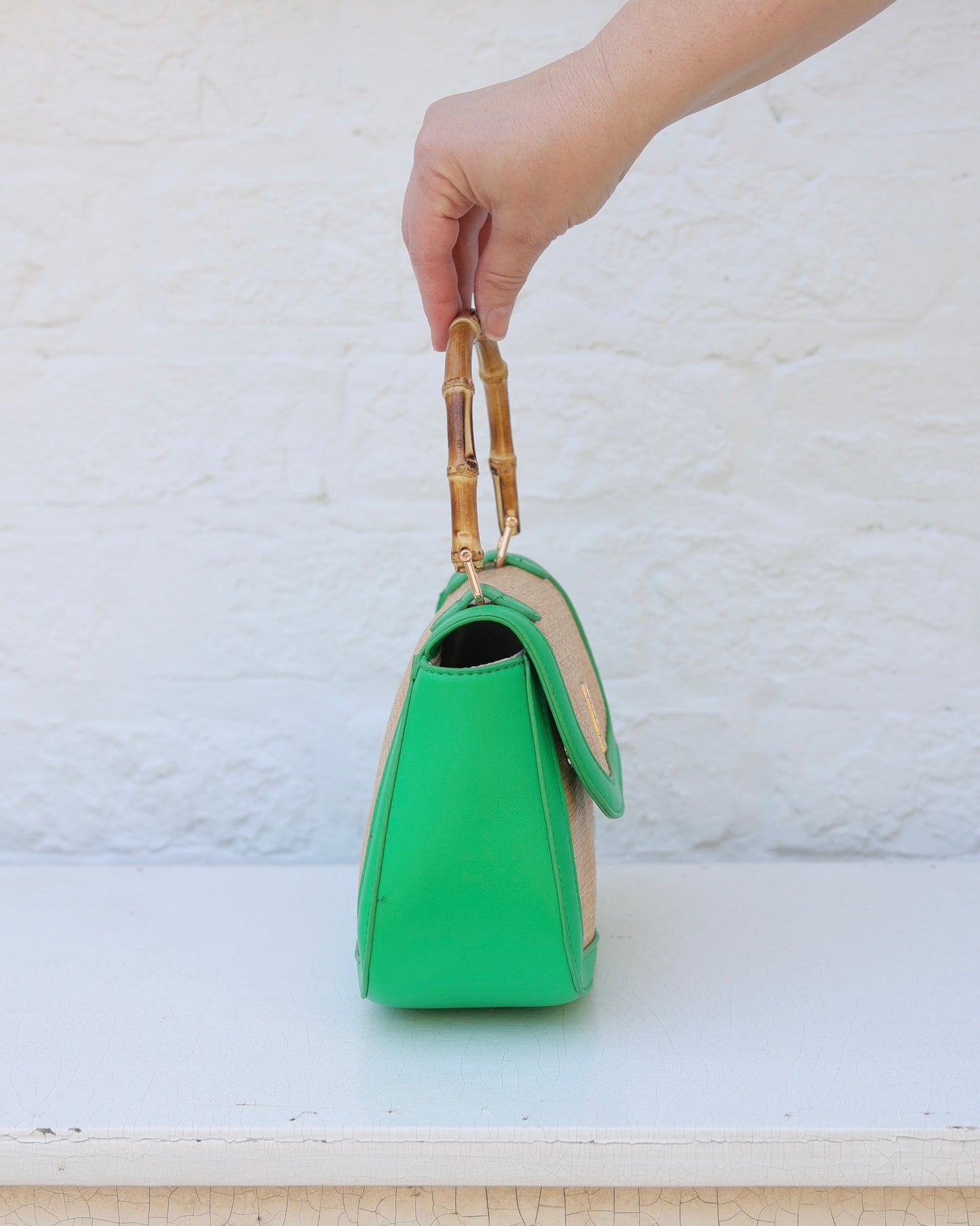 Jessica Handbag Natural Kelly Green