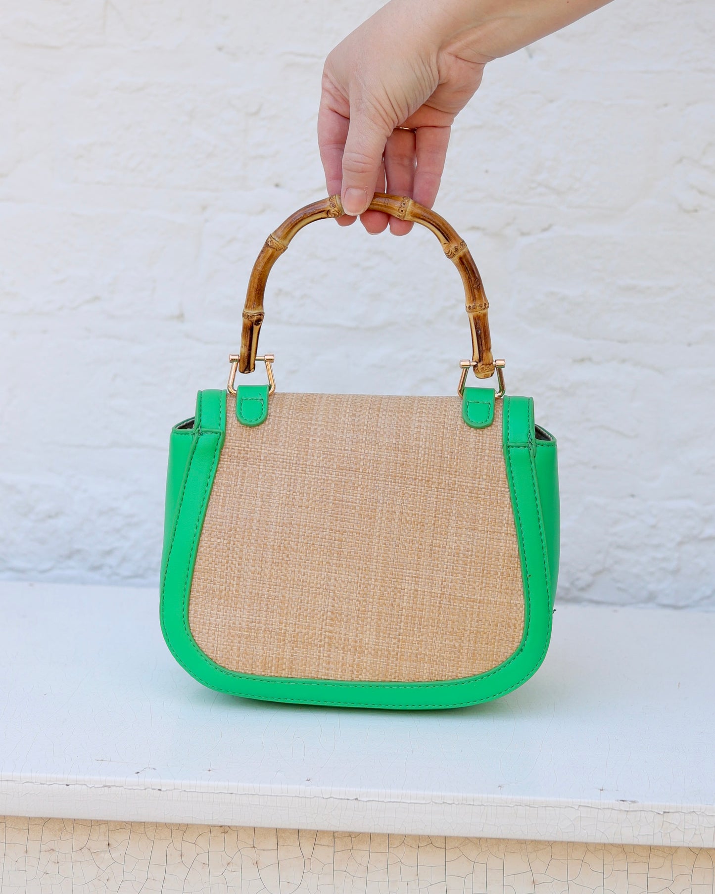 Jessica Handbag Natural Kelly Green