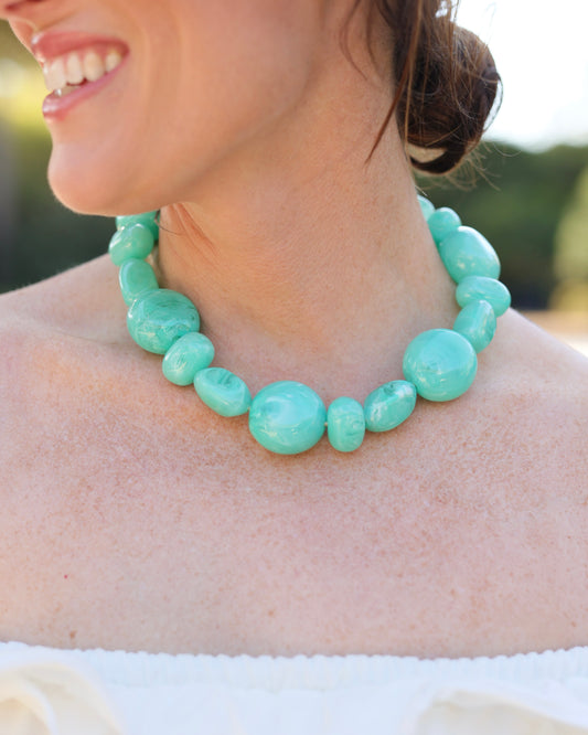 Ticonderoga Chunky Marble Necklace Aqua