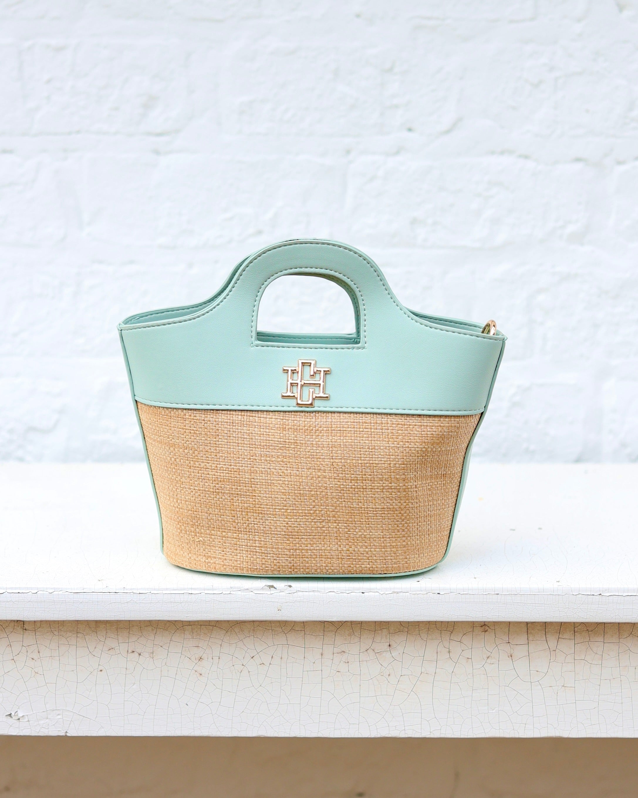 Emma Mini Tote Natural Mint – Caroline Hill