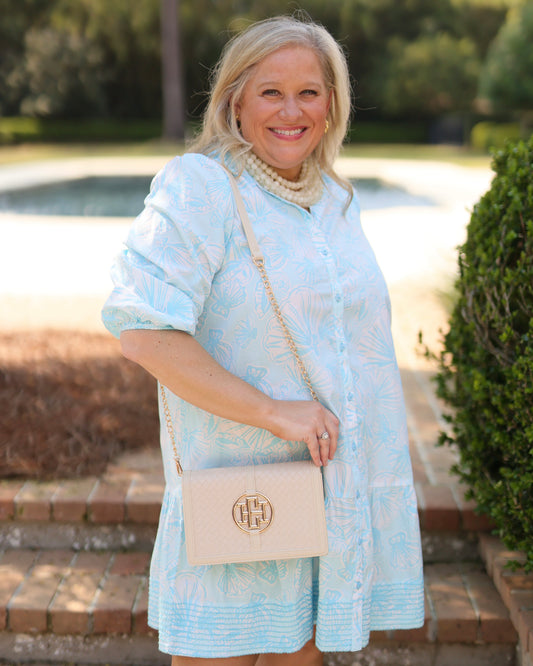 Cecilia Circle Logo Handbag Woven Almond