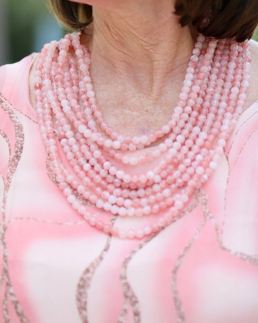 Kalin Beaded Layered Magnetic Necklace Pink