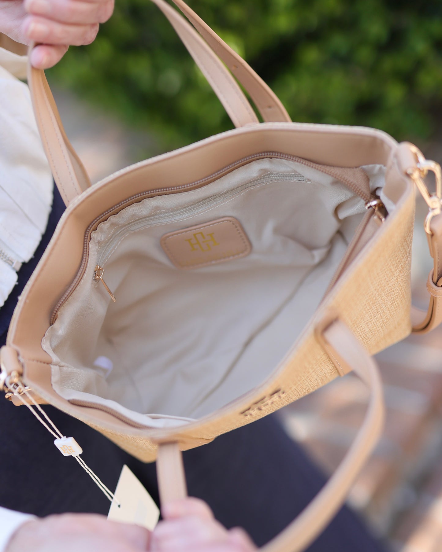 Georgie Mini Tote Natural Navy
