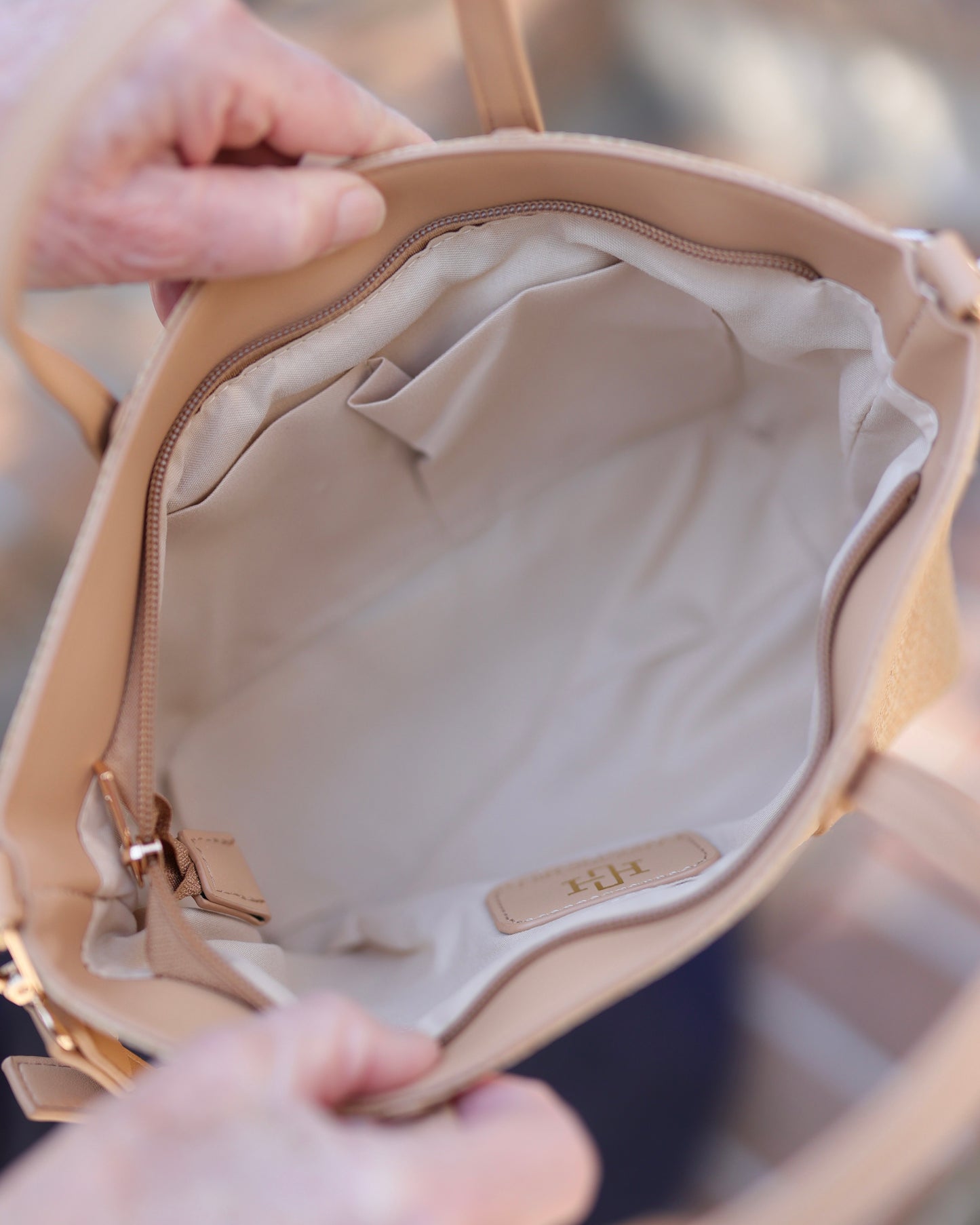 Georgie Mini Tote Natural Navy
