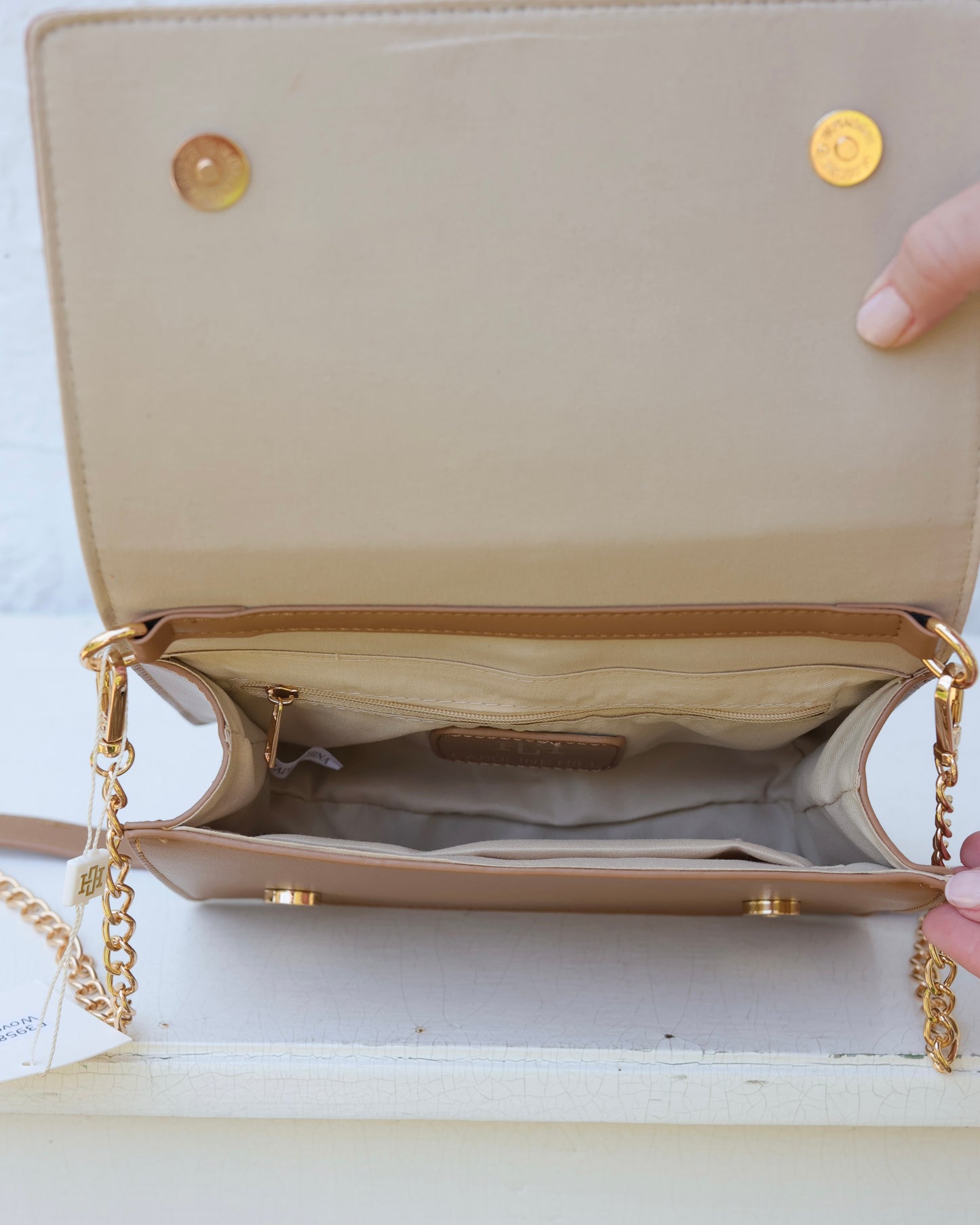 Cecilia Circle Logo Handbag Woven Tan