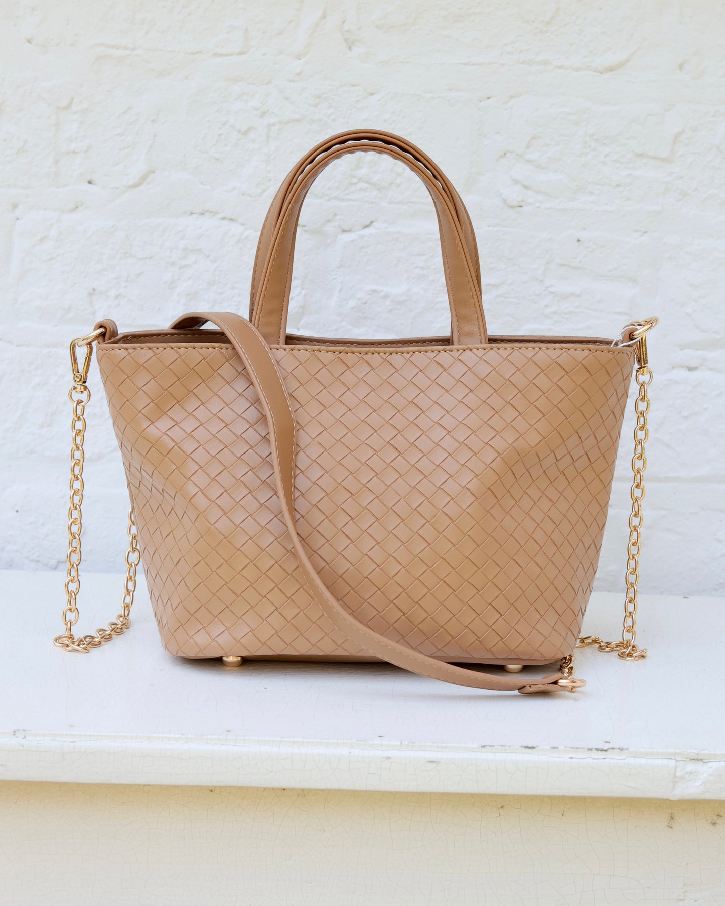 Maren Mini Tote Woven Tan