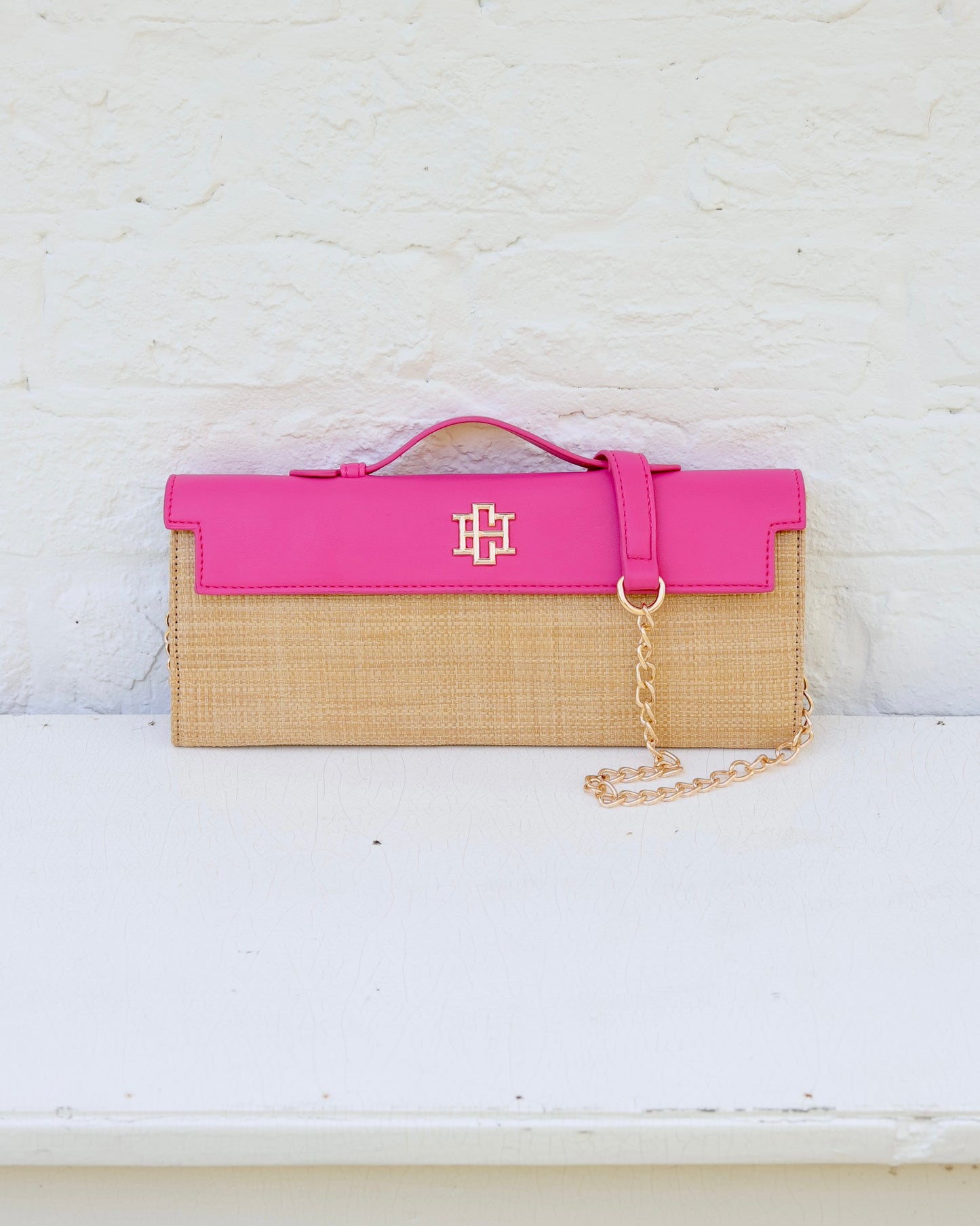 Betty Clutch Natural Hot Pink
