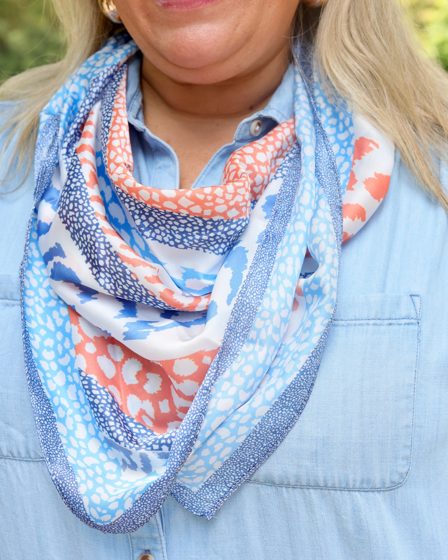 Mara Animal Print Scarf Blue Orange