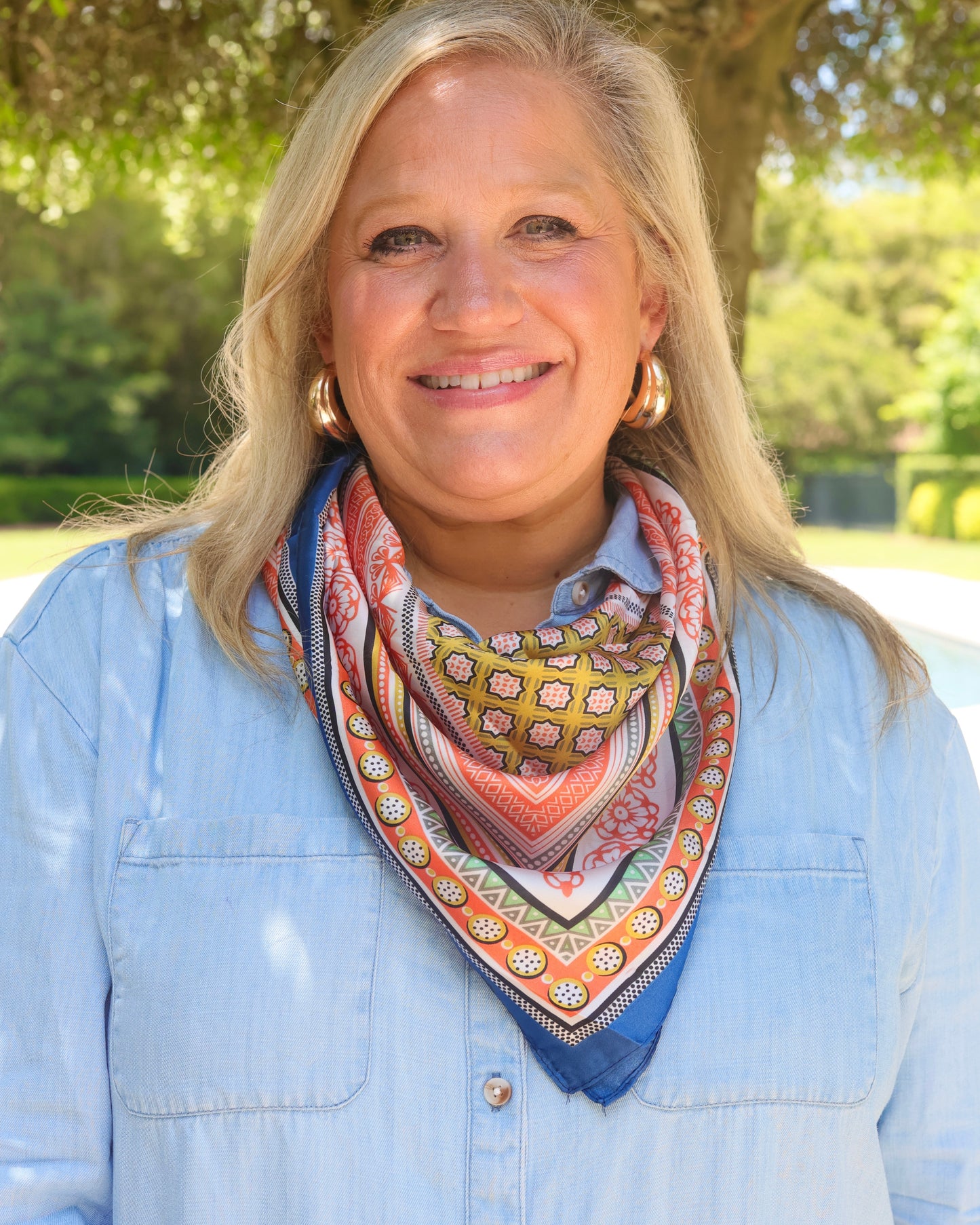 Diya Colorful Scarf Navy Orange