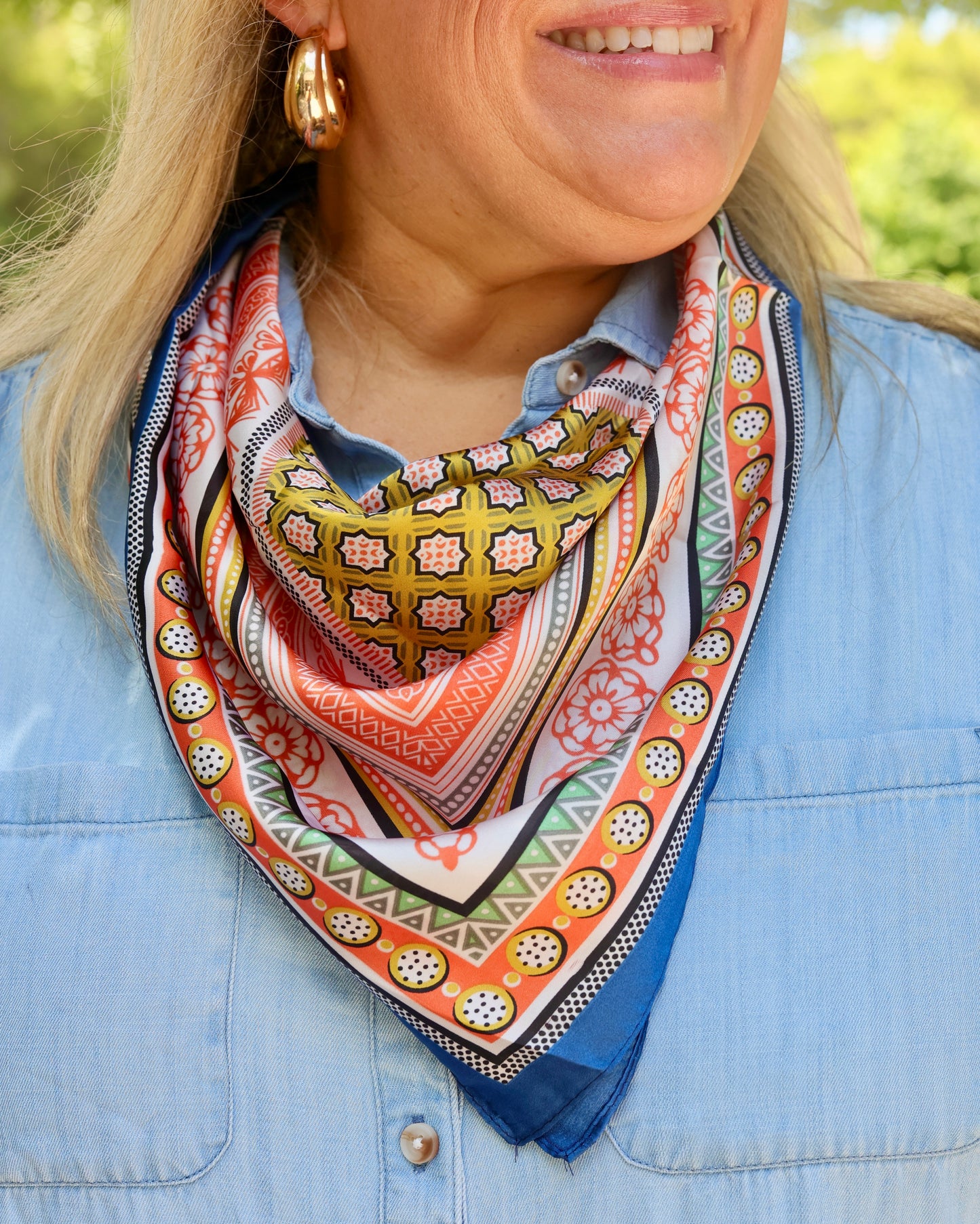 Diya Colorful Scarf Navy Orange