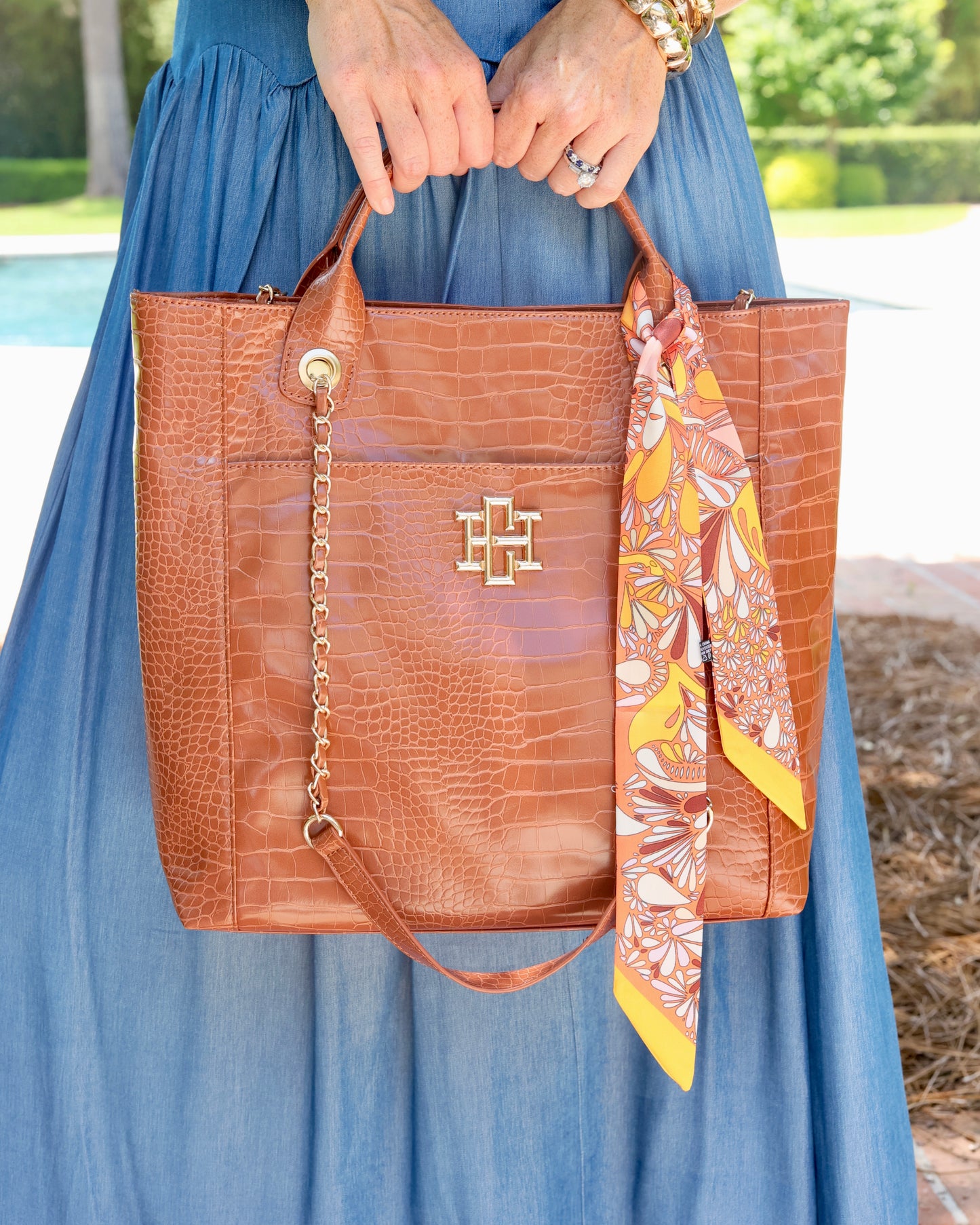 Suri Paisley Print Skinny Scarf Orange