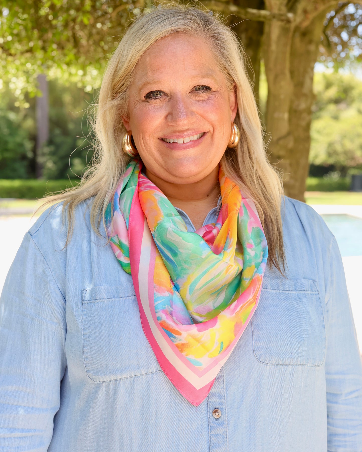 Wendy Watercolor Print Scarf Multi