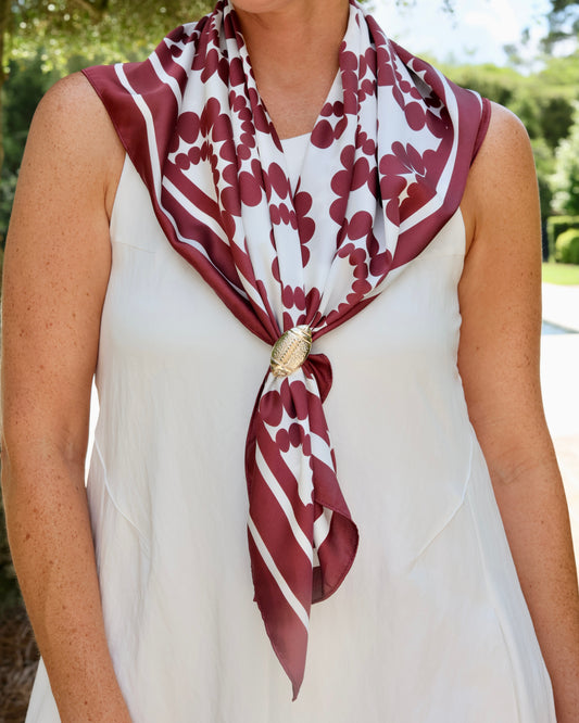 Lucy Floral Scarf Large Maroon White