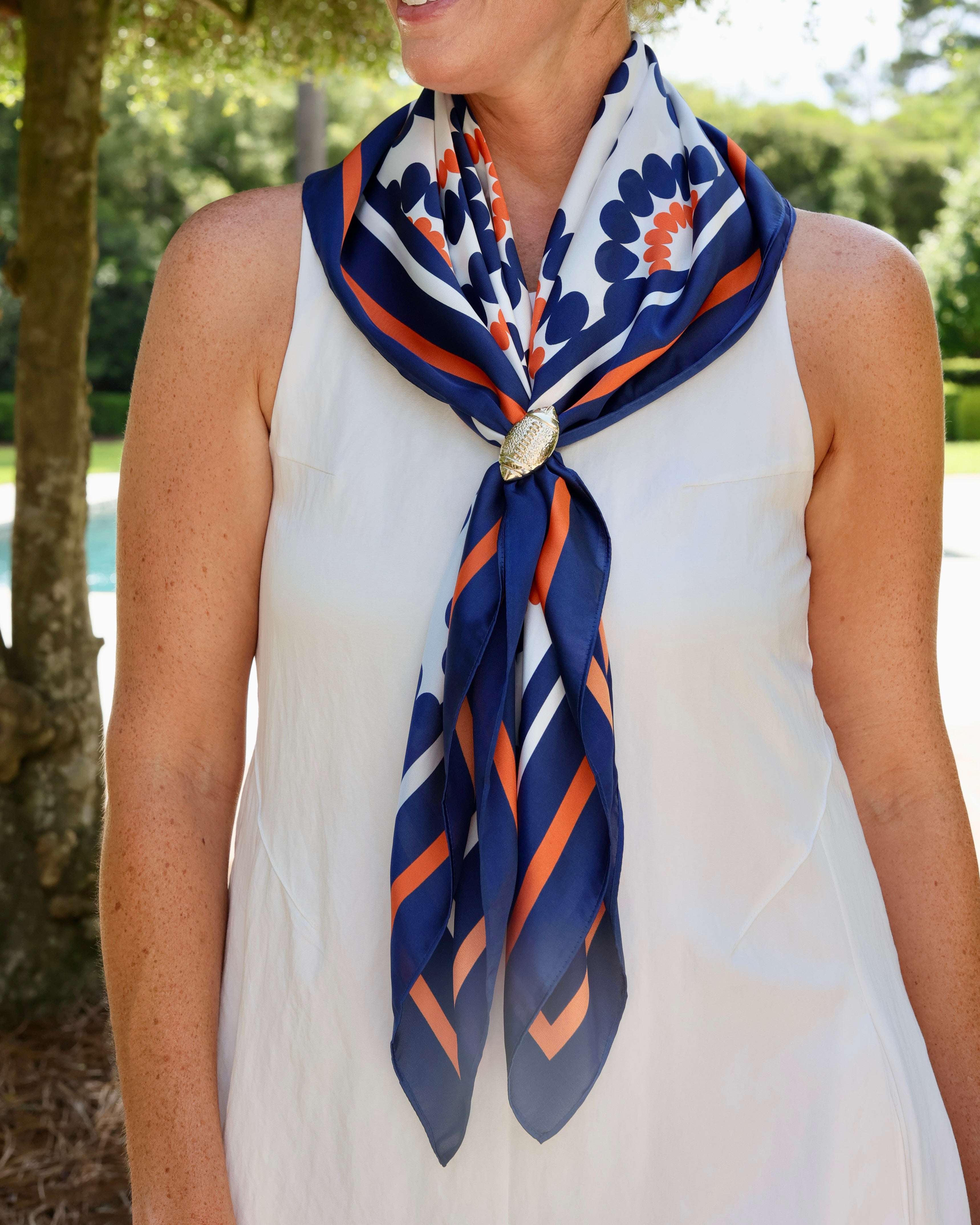 Lucy Floral Scarf Large Navy Orange – Caroline Hill