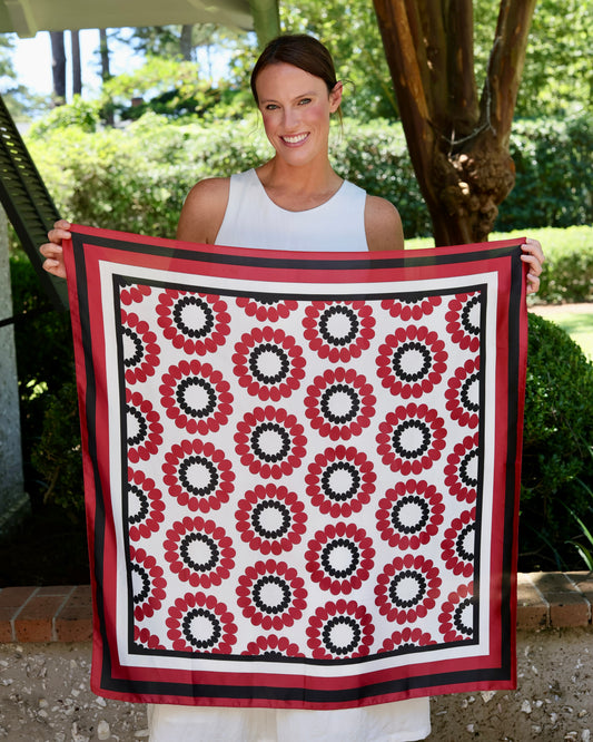 Lucy Floral Scarf Large Garnet Black