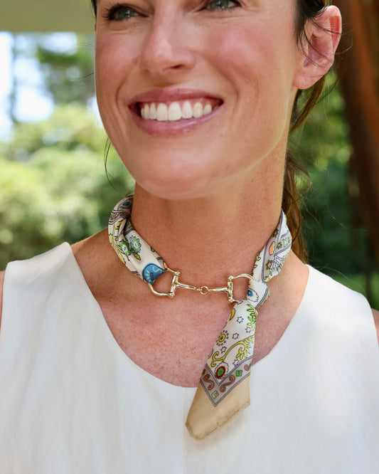 Lana Horsebit Scarf Necklace Blue Multi