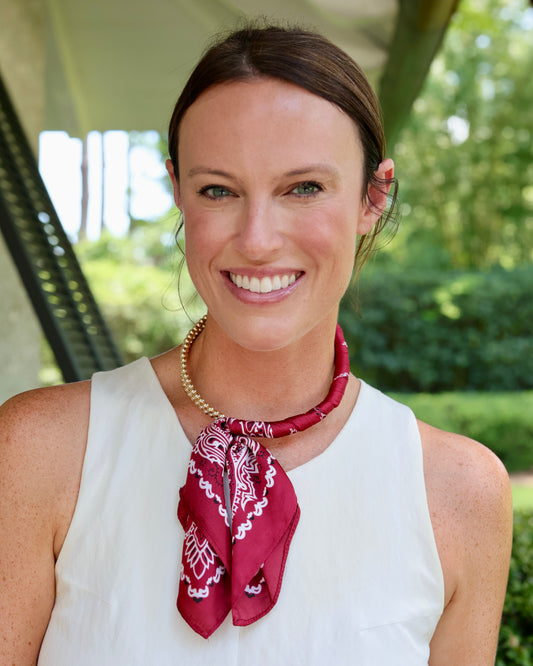 Laya Beaded Scarf Collar Necklace Burgundy
