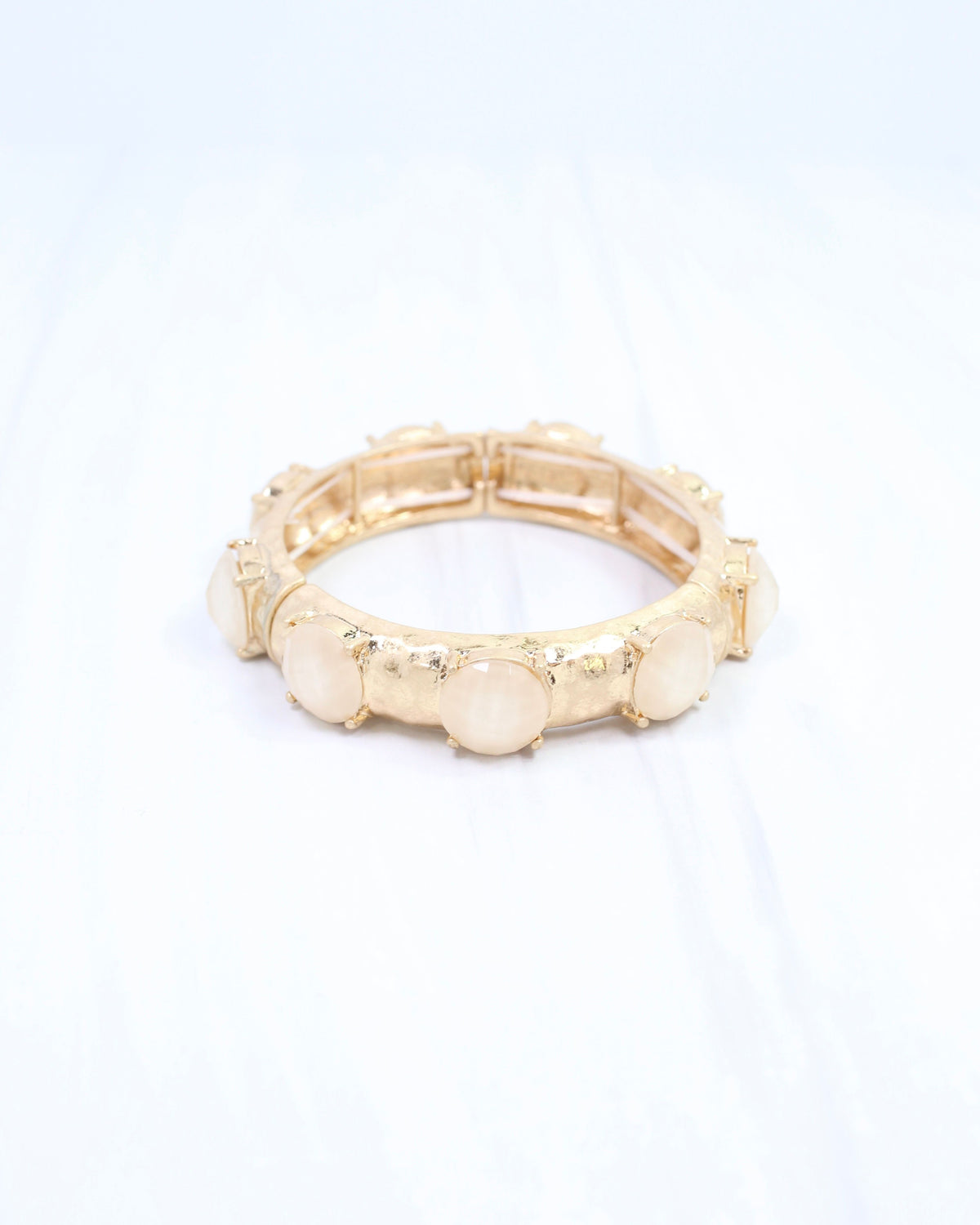 Mazie Faceted Stone Stretch Bracelet Ivory