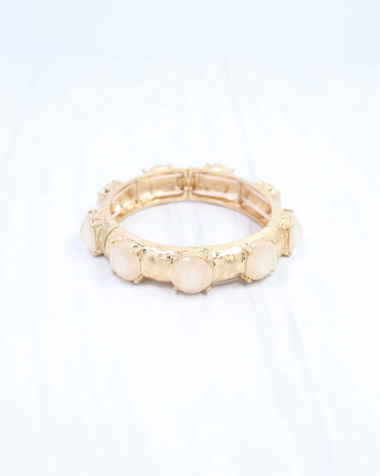 Mazie Faceted Stone Stretch Bracelet Ivory