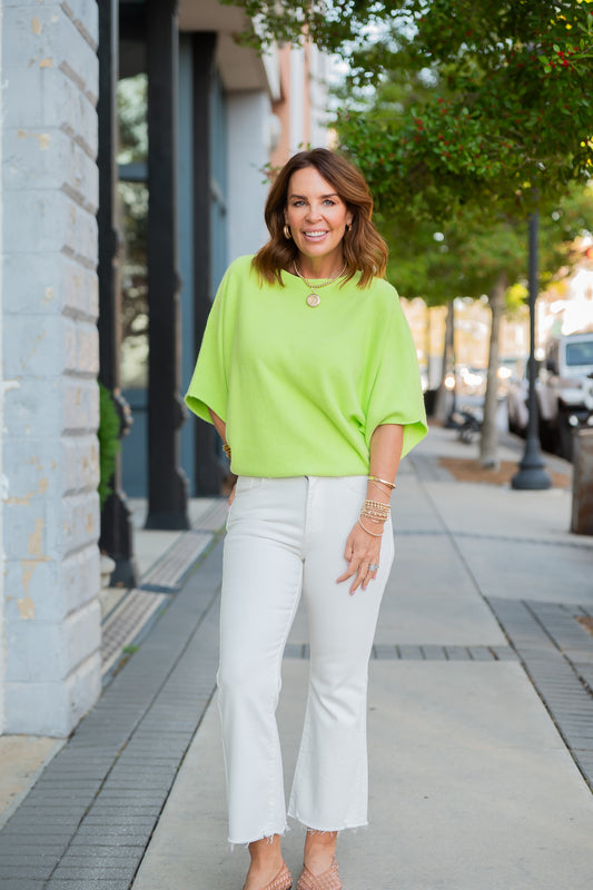 Charlotte Dolman Sleeve Sweater-Green