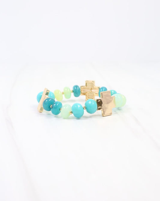 Berkeley Stone Beaded Cross Bracelet Turquoise