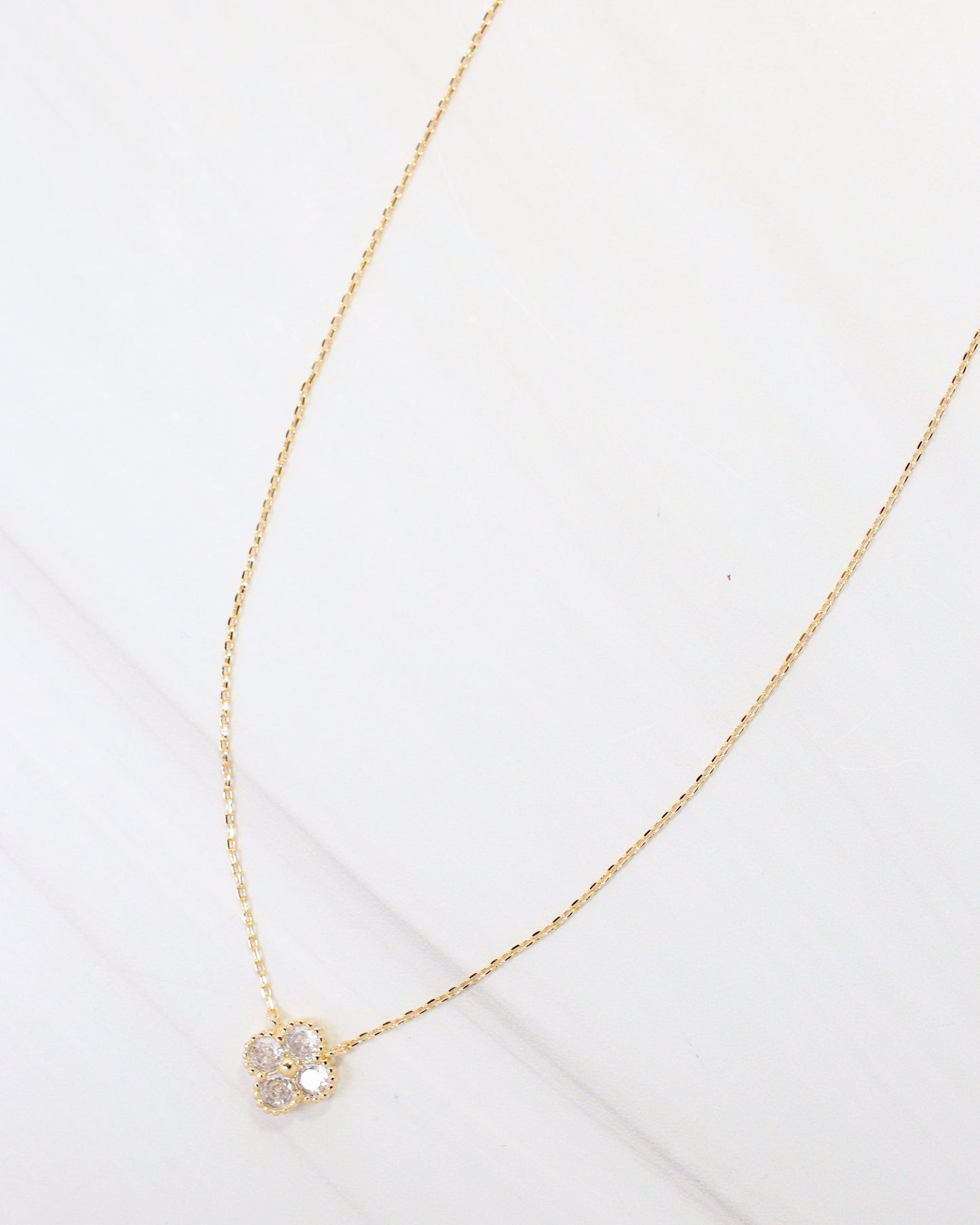 Clovis CZ Clover Necklace WR Gold