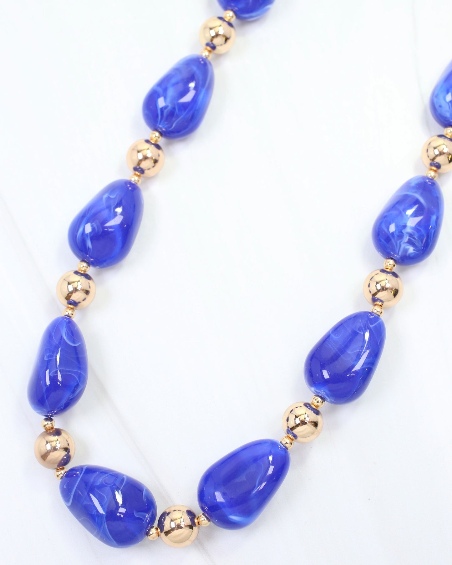 Giana Swirl Beaded Necklace Blue
