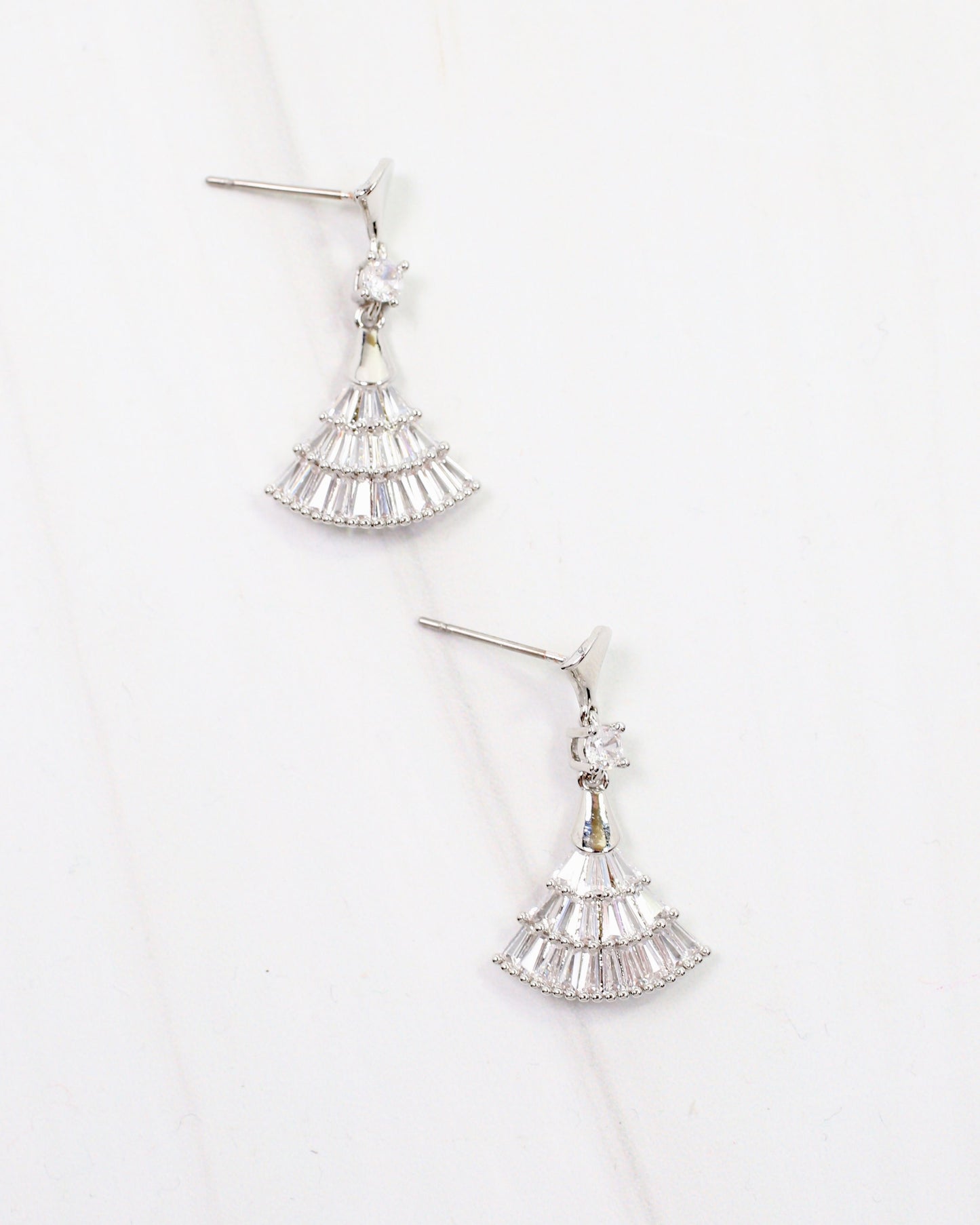 Cabrits CZ Fan Drop Earring Silver