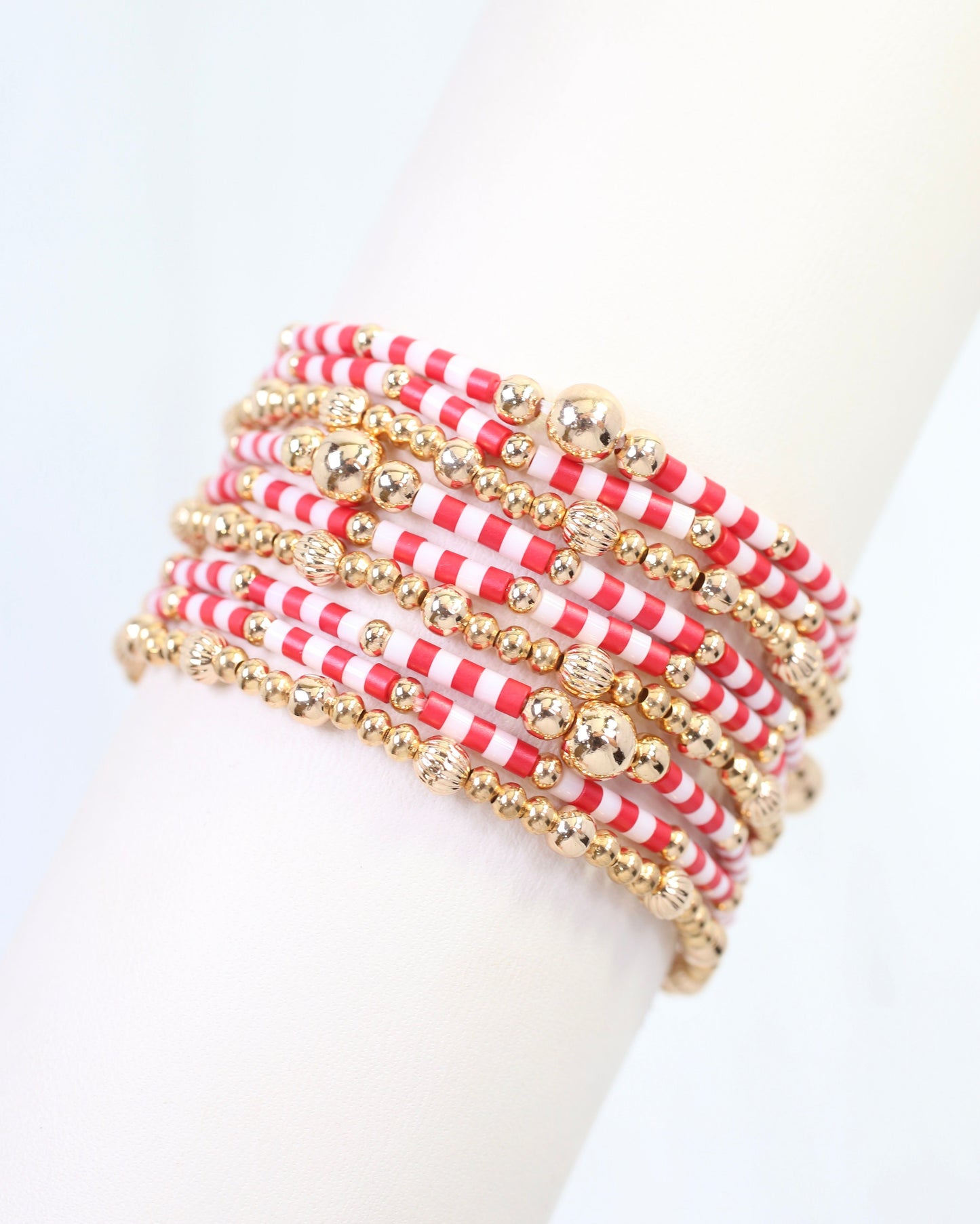 Renee Beaded Bracelet Set Red White