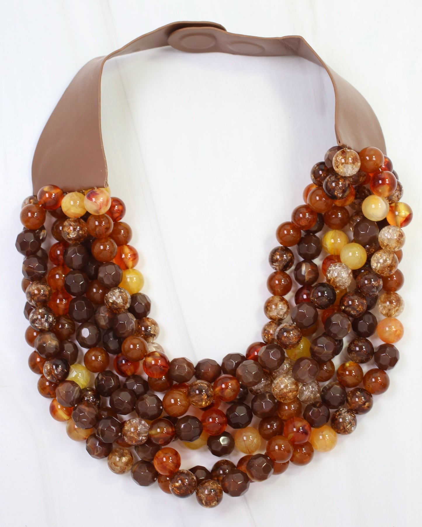 Kayden Beaded Layered Necklace Brown Multi