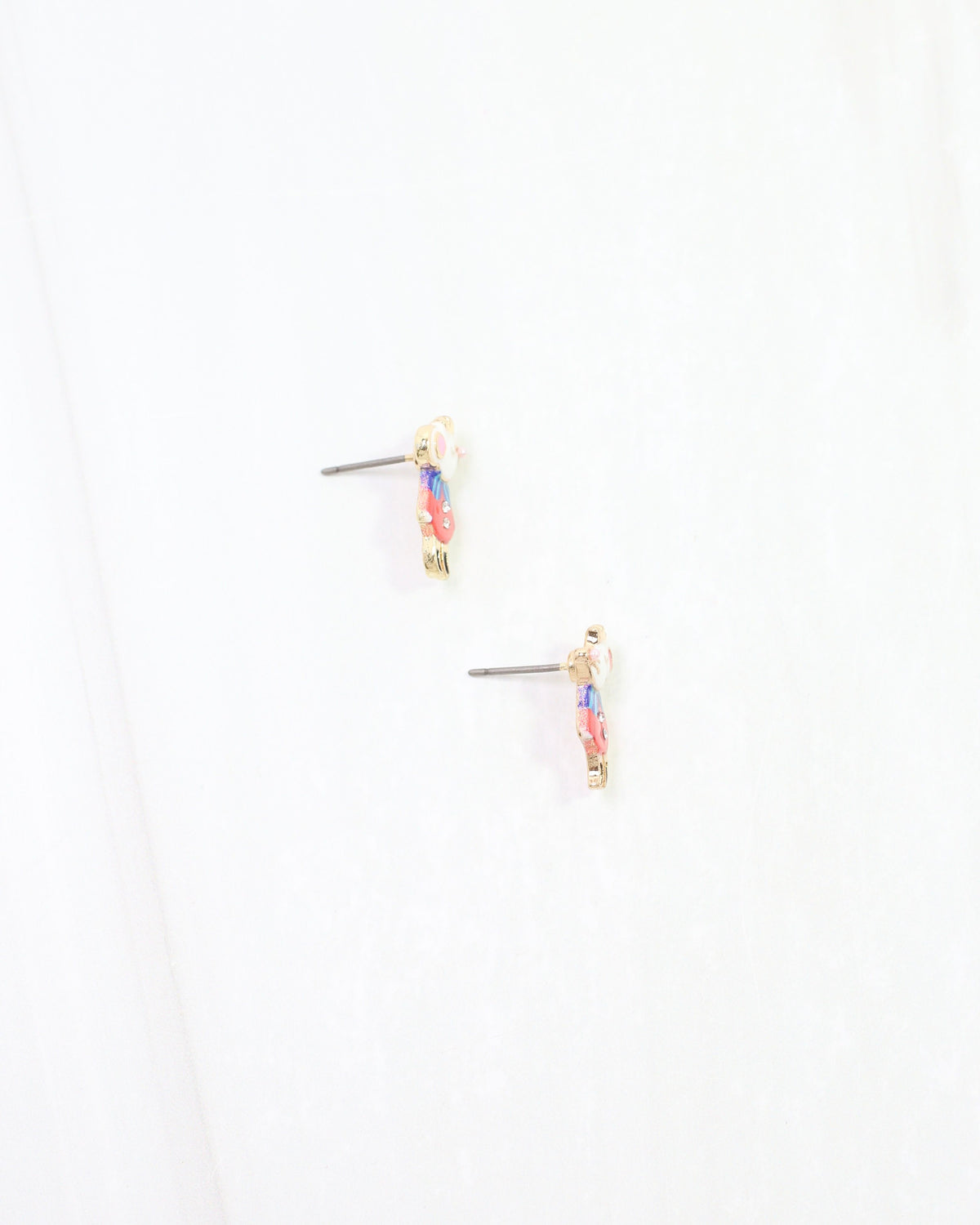 Merry Mouse King Stud Earring Red