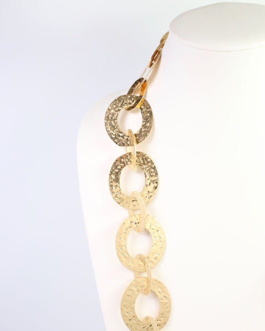 Ellsworth Hammered Long Link Necklace Gold