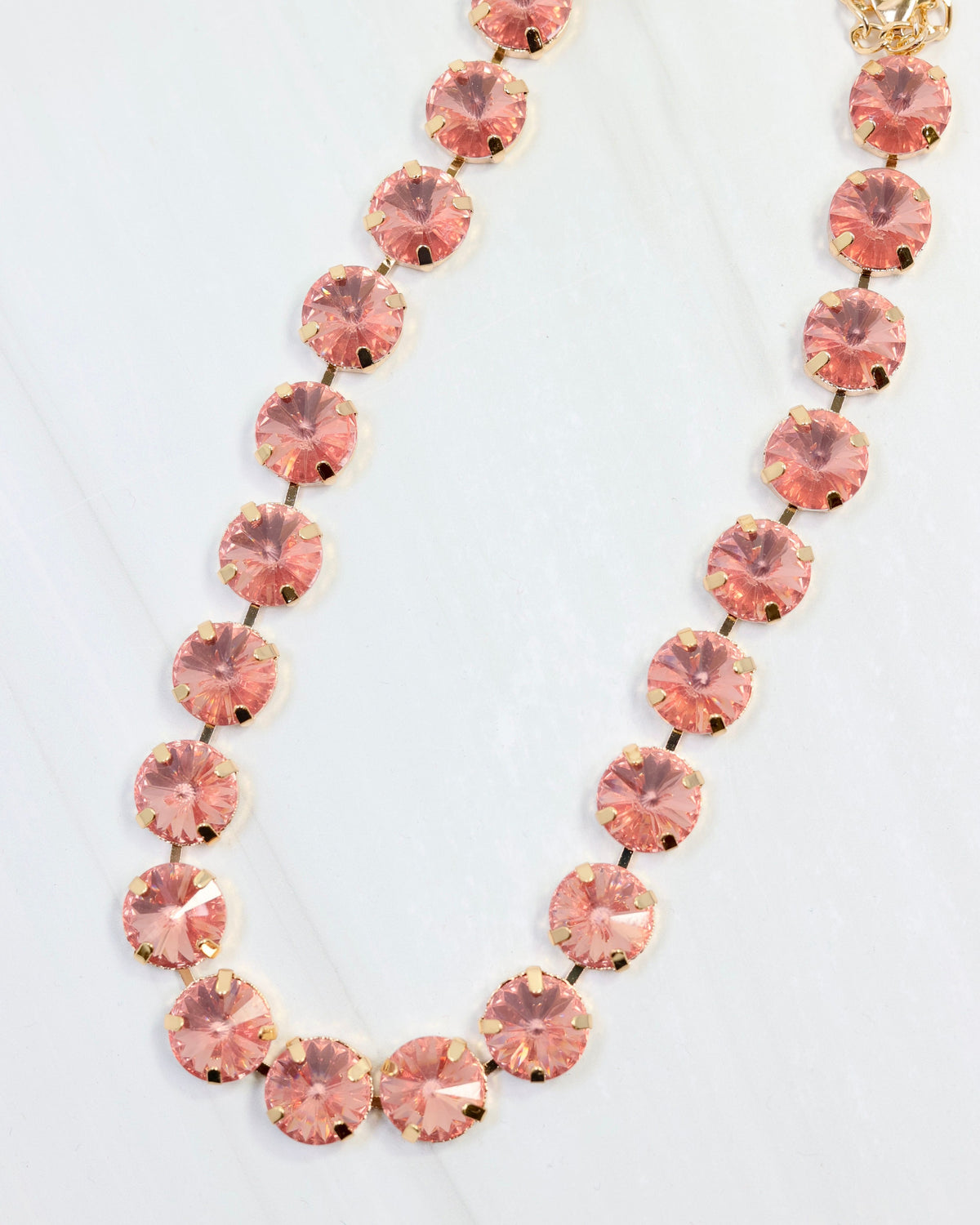 Harper Large Rhinestone Necklace Light Rose