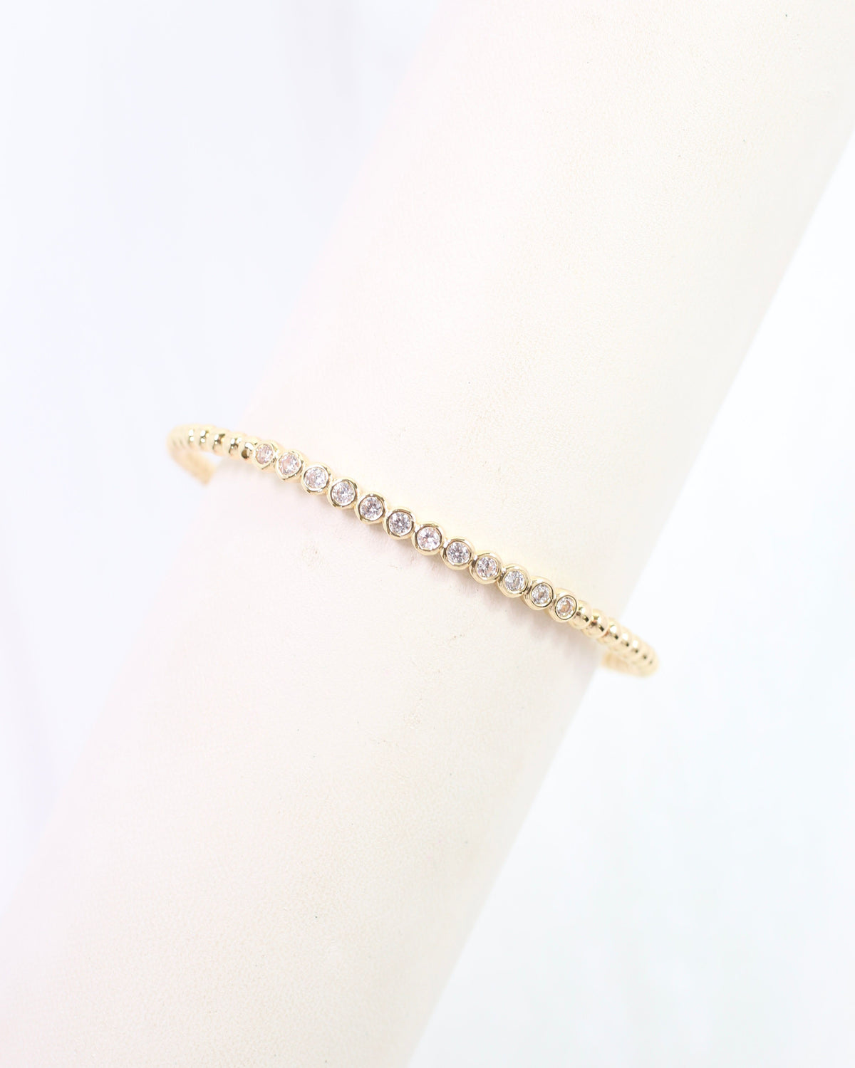 Gia CZ Beaded Cuff  Bracelet WR Gold