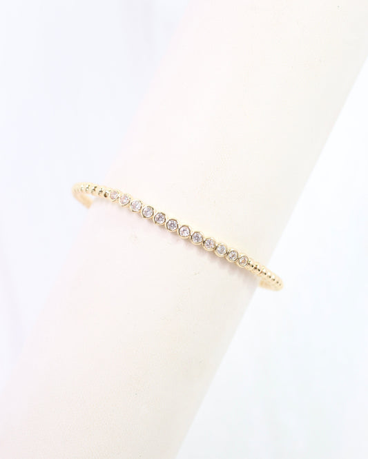 Gia CZ Beaded Cuff  Bracelet WR Gold