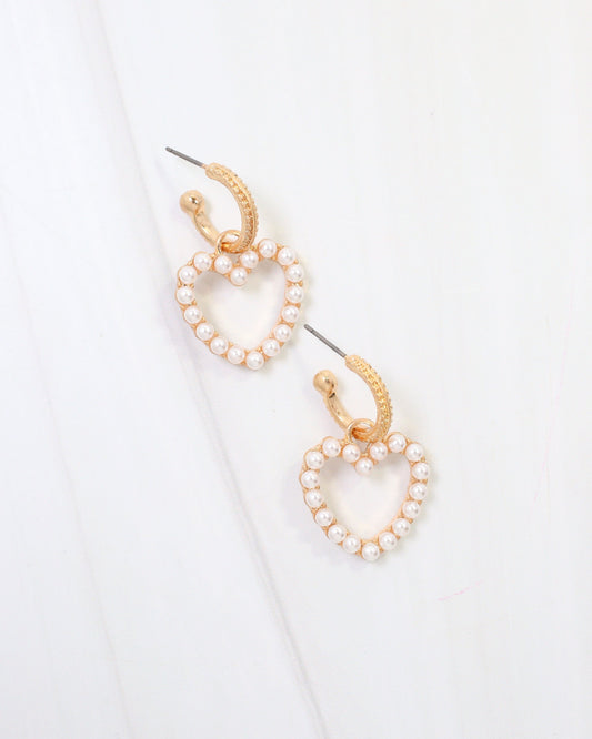 Rolla Pearl Heart Dangle Earring Gold
