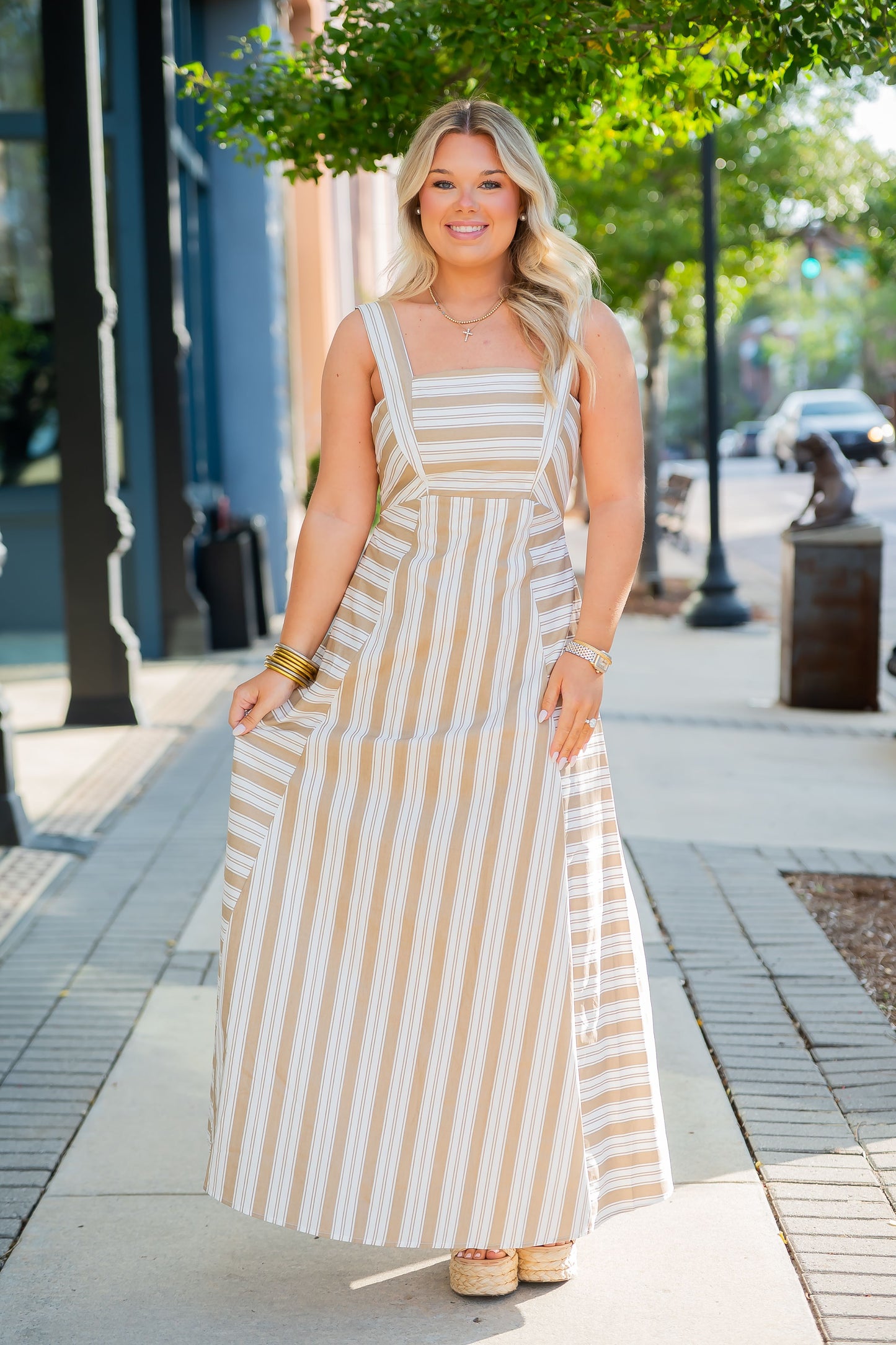 Bonnie Two Toned Stipe Maxi Dress