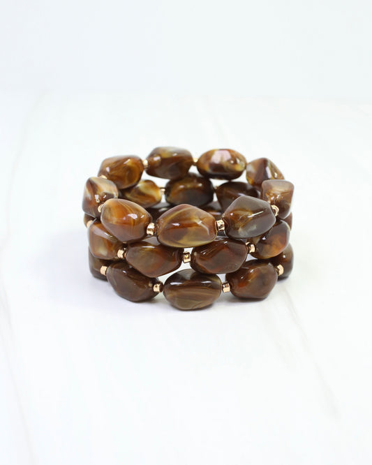 Eimy Beaded Stretch Bracelet Set Brown