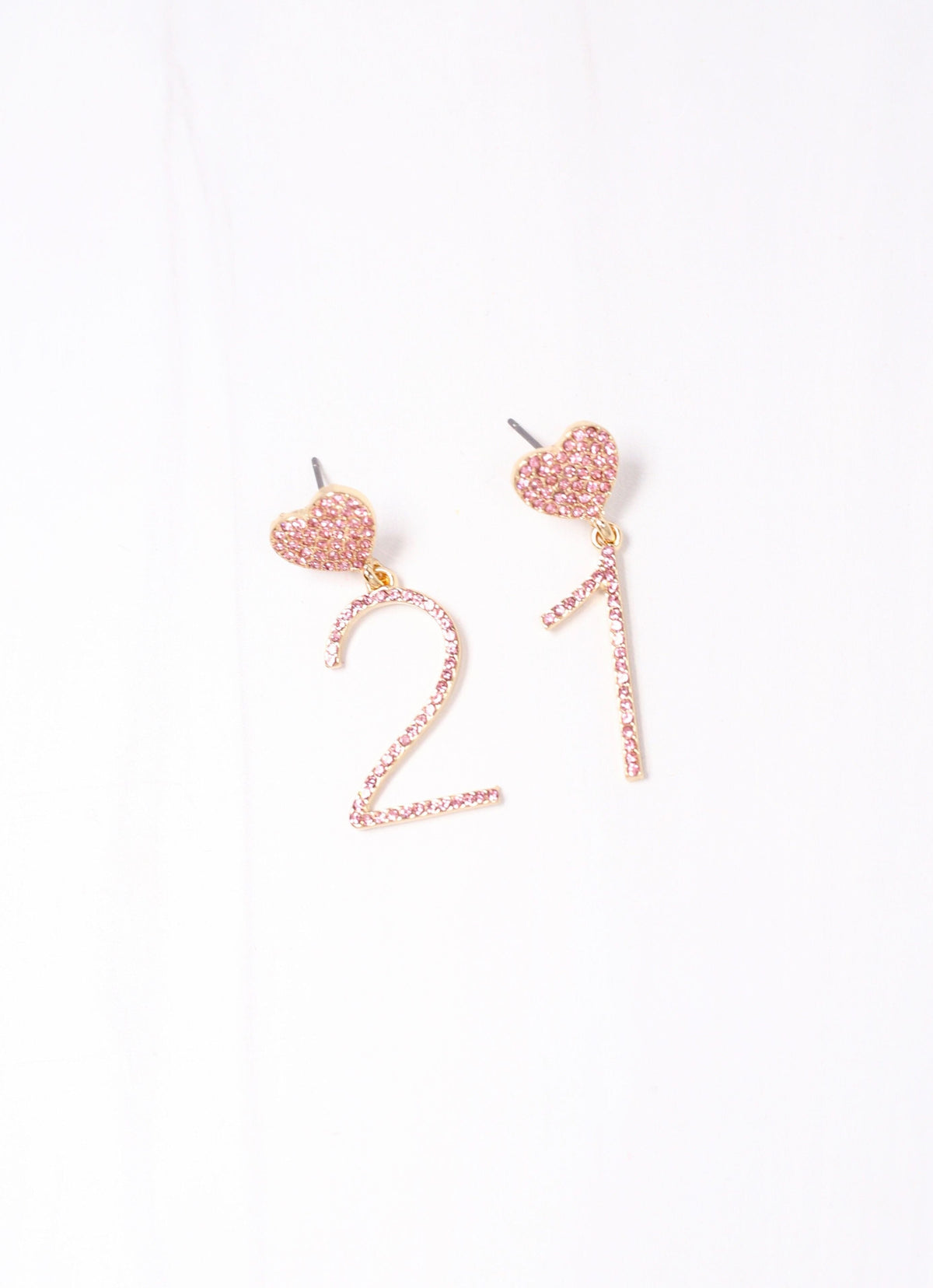 21 CZ Drop Earring PINK - Caroline Hill