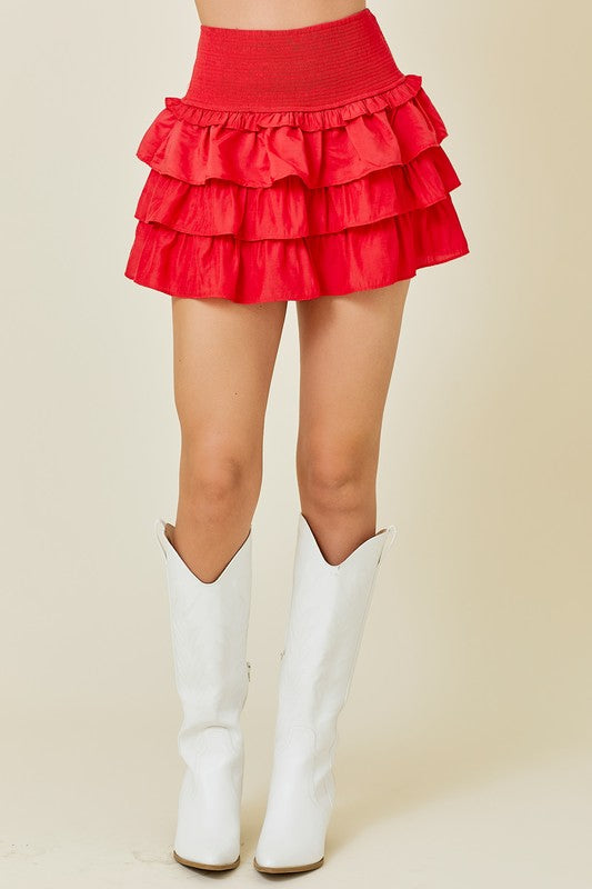 Fired Up Red Ruffled Skort