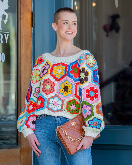 Barstow Granny Square Crochet Sweater