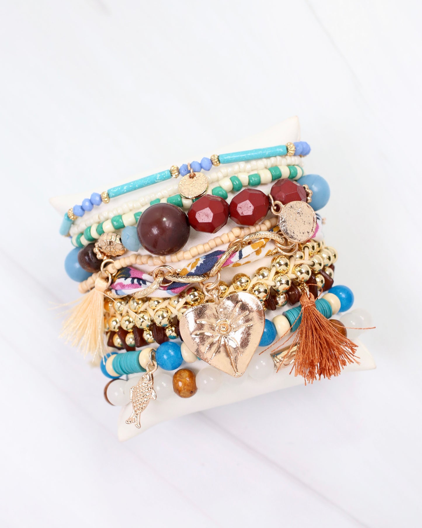 Xenia Beaded Stretch Bracelet Set Blue Multi