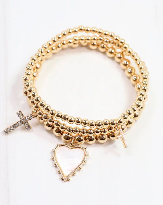 Aylin Gold Beaded Charm Bracelet Gold