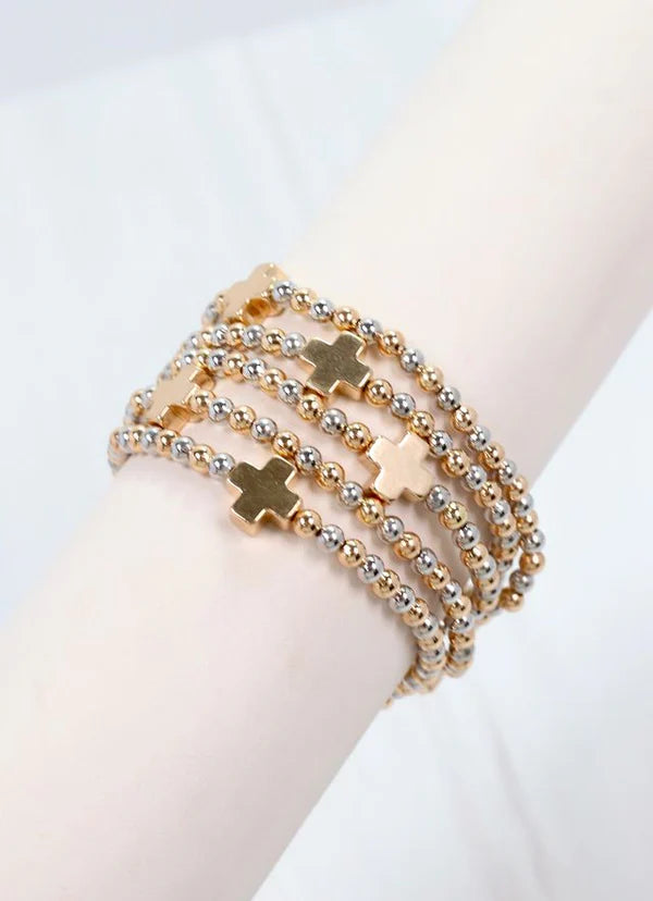 Olstead Cross Bracelet Set GOLD SILVER