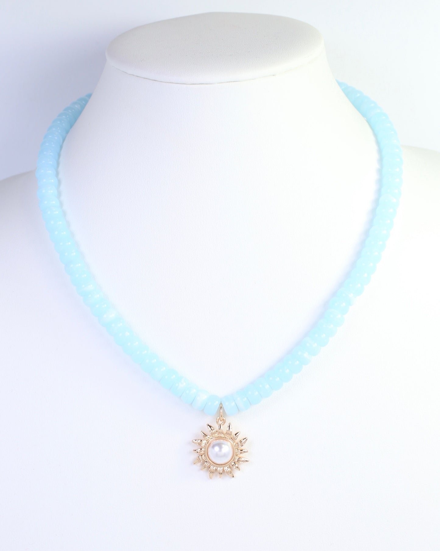 Abbigail Beaded Flower Necklace Blue