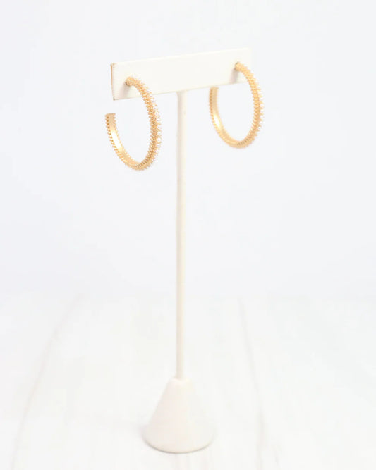 Antonia Pearl Hoop Earring Matte Gold