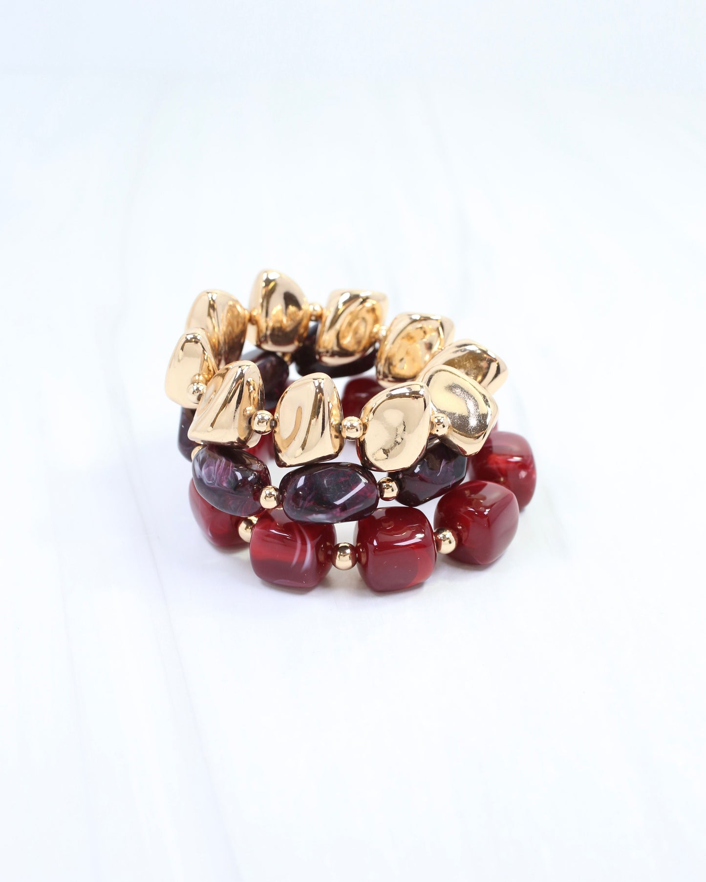 Rayna Beaded Bracelet Set Burgundy