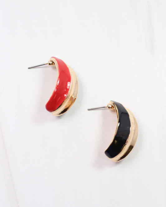 Penney Hoop Earring Red Black